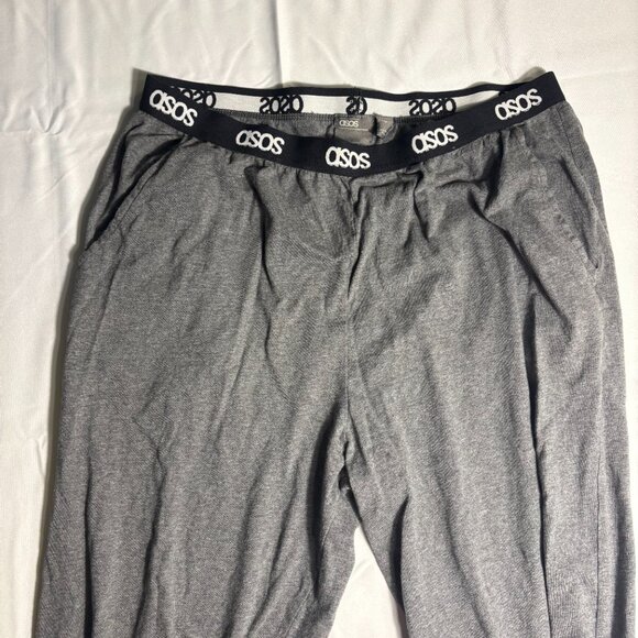 ASOS Men’s Pajama Pants – Gray Lounge Sleep Pants with Logo Waistband - Picture 3 of 4